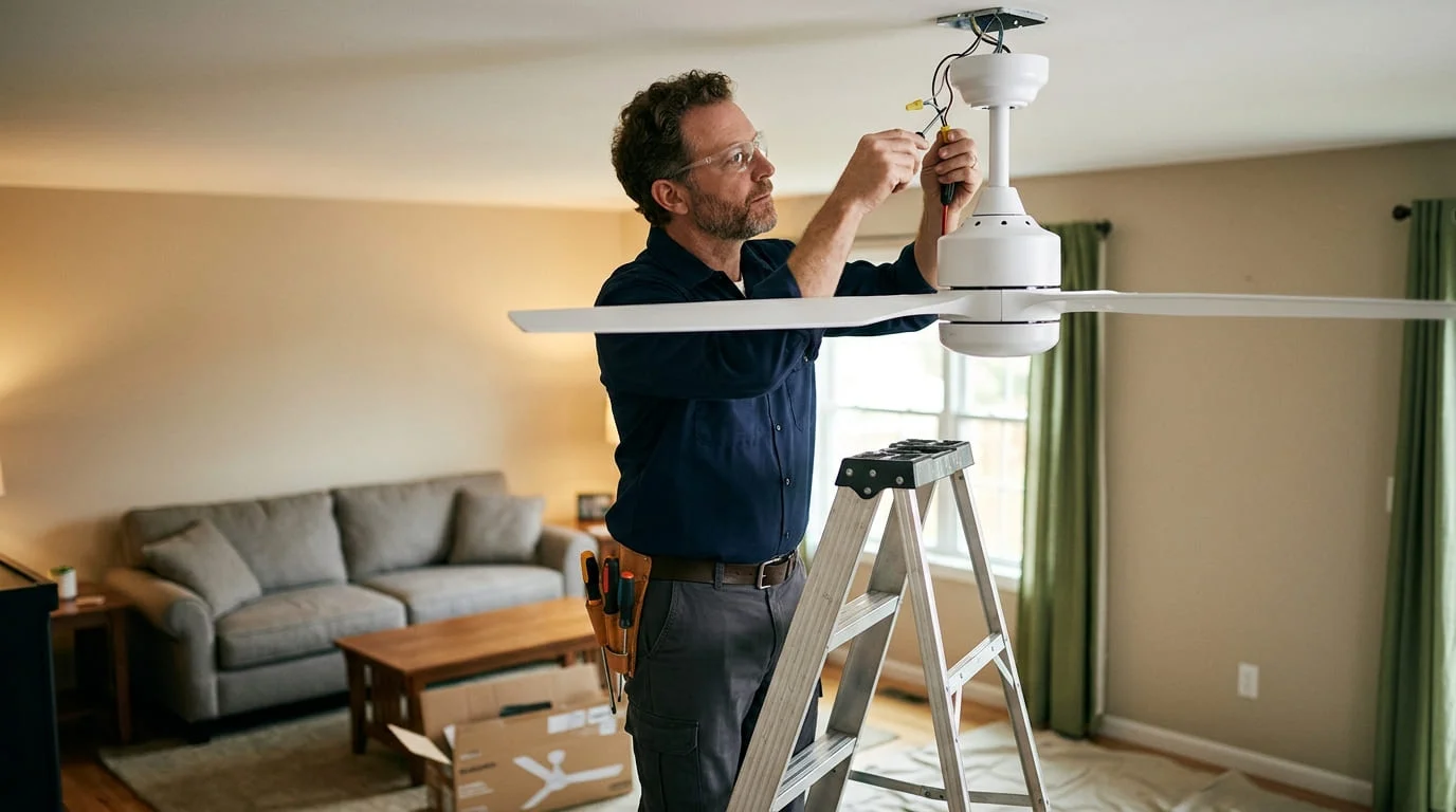 Ceiling fan installation by licensed handyman serving Palm Bay and Brevard County Florida